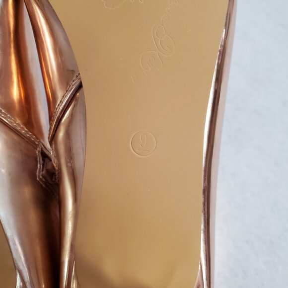 Penny Loves Kenny Size 9 Rose Gold Mirrored Metallic Shiny Boots Kitten Heels - Picture 5 of 11